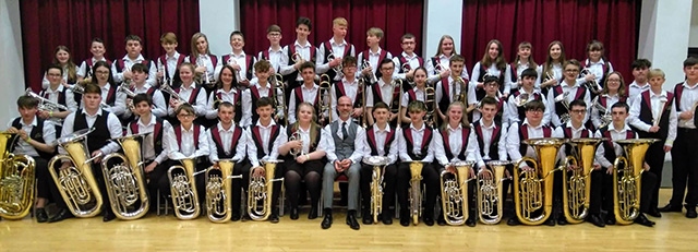 The Oldham Music Centre Youth Brass Band, with conductor Jonathan Leedale