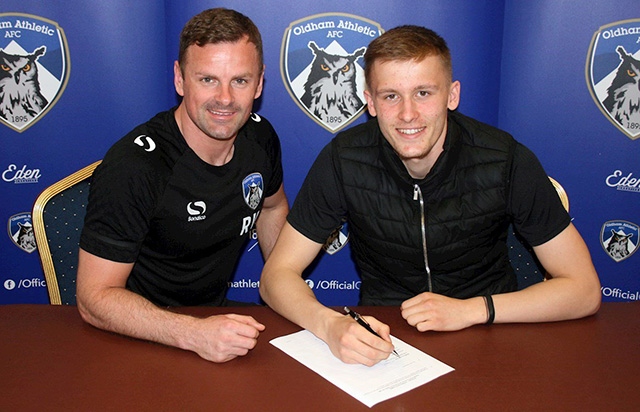 Tom Hamer, pictured alongside manager Richie Wellens, signs his first professional contract at Athletic