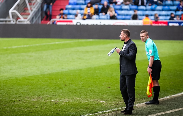 Athletic manager reacts on the touchline during Saturday's goalless draw against Doncaster at Boundary Park.

Picture courtesy of Juel Miah