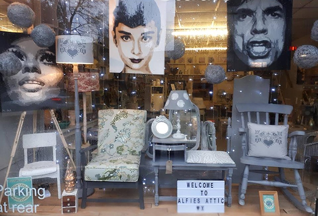 The shop front at Alfie's Attic in Lees