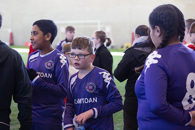 Oldham Academy North pupil Ibrahim (left) enjoyed his day at the Aon Training Complex