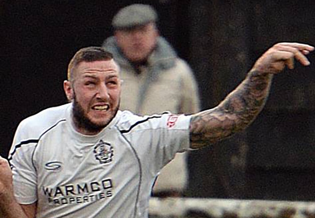 Mossley goalscorer Tom Dean