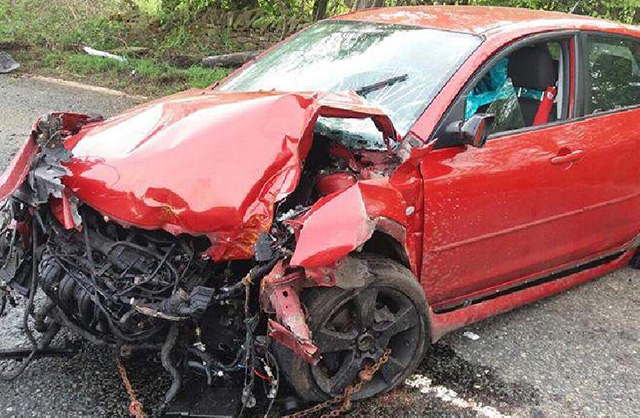 A car which crashed in Denshaw during the early hours of yesterday morning.

Pictures courtesy of Greater Manchester Police