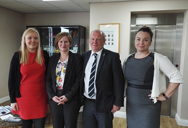 Spindles Town Square Shopping Centre's Katie Bennett and Mike Flanagan are flanked by (left) Vicky Stackhouse and Angela Higham