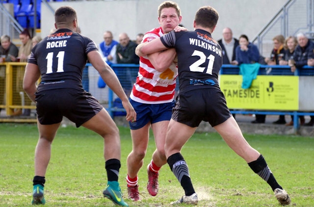 Liam Bent (centre), Oldham's youngest player