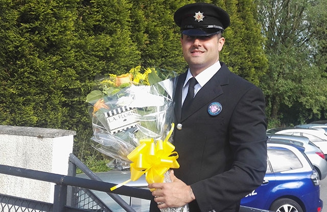 Oldham firefighter Aaron Parmar pictured ahead of his trip to Manchester city centre today