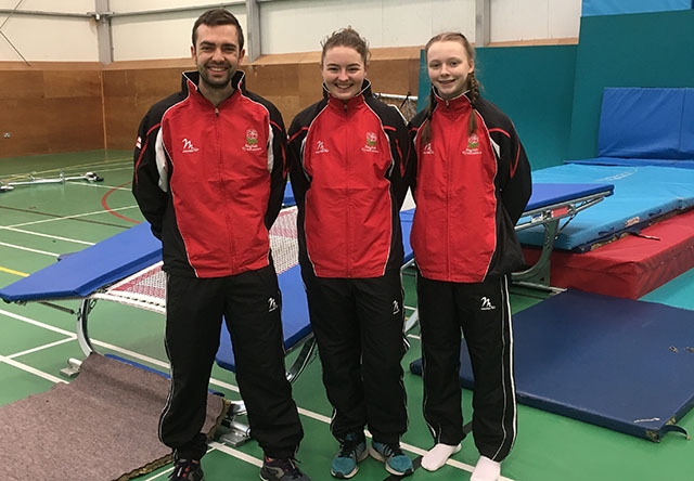 Oldham trampolining talents Ruth Shevelan, Chris Lunt and Chadderton's Hannah Bucys 