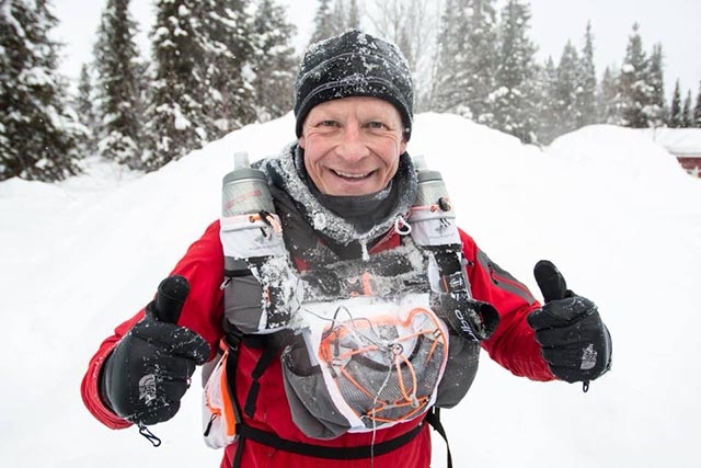 St Joseph's primary school's deputy head Steve Hill MBE during his recent Arctic Ice Ultra Marathon