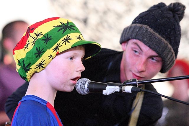 Rico O'Neill, aged six, went on stage to sing 'One Love' with the lead singer of Ruff Trade, Ryan O’Neill