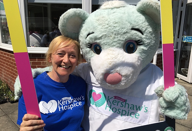 CEO Joanne Sloan with Hospice mascot Hope