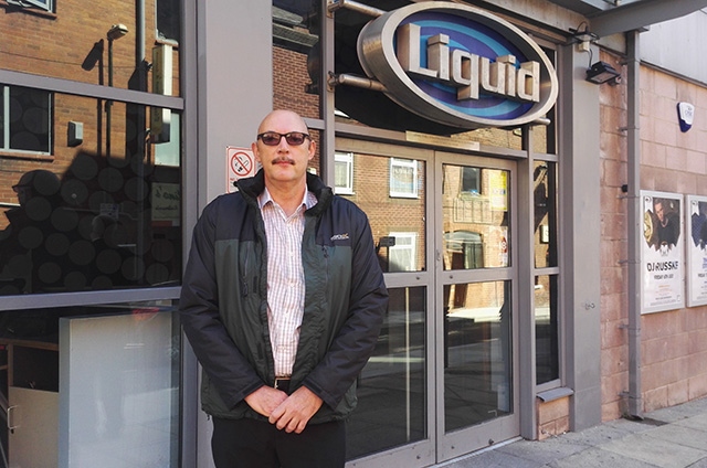 Martin Hickey - father of attack victim Thomas Hickey - pictured outside the Liquid Envy nightclub today