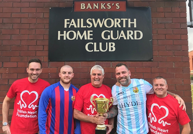 Gearing up for the game: Lee Jeffery (who organised the previous event), this year's organiser Thomas Smith, Home Guard steward Thomas Jeffery, Lee Smith and Nathan Cooke (Bob's son)