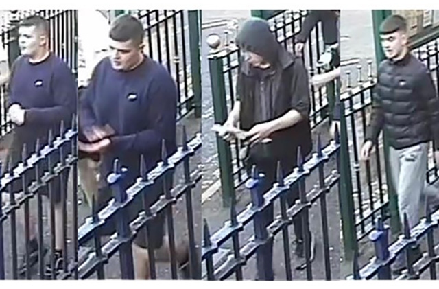 British Transport Police would like to speak to these youths in connection with an assault that knocked a woman unconscious on the platform of Mossley rail station 