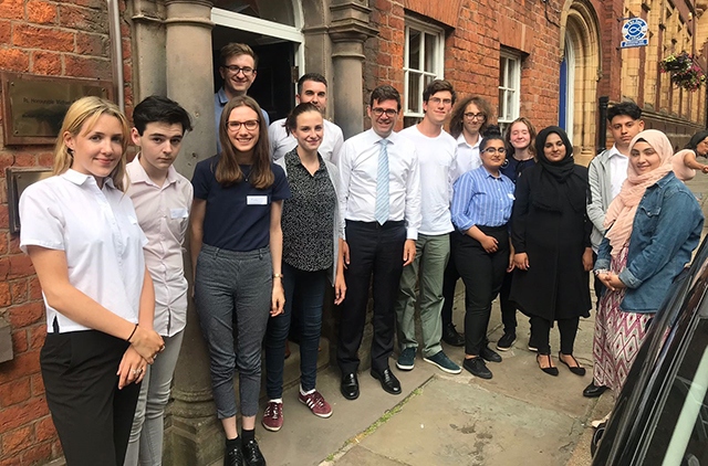 Andy Burnham is pictured at MP Debbie Abrahams' fifth annual summer school