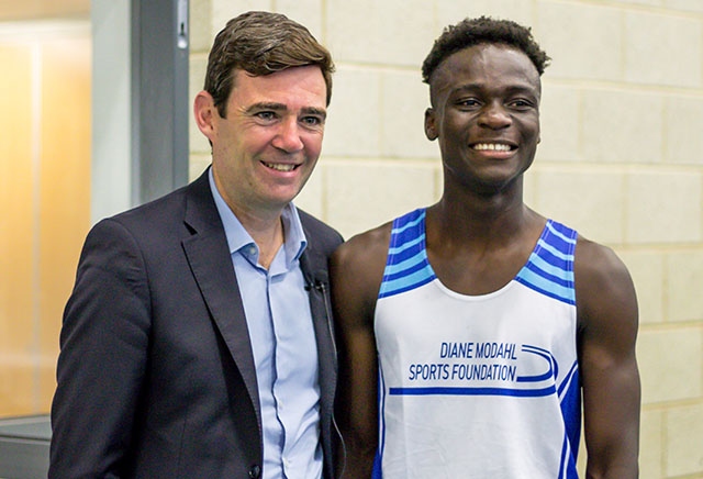 Mayor of Greater Manchester, Andy Burnham, at a community session organised by the Diane Modahl Sports Foundation