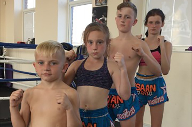 Pictured (left to right) are Isaan Gym prospects Adam Parry (seven), Georgia Connoghton (11), Luke Mattinson (12) and Leah Ellaby (13)
