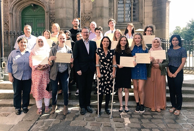 Pictured (left to right) are: Marzia Babakarkhail (staff), John Abrahams (speaker), Hafizan Zaman (UKEFF), Anna (Action Together), Sue Fletcher (Age UK), Catherine Stott, Sabha Ijaz, Sam Hughes, Kainat Muzzafar, Andrew Gwynne MP, Bryn Hughes (PC Nicola Hughes Fund), Josh Hewitt, Debbie Abrahams MP, Gareth Curzon, Maeve Glenn, Phoebe Price, Julie Bradbury (Positive Steps), Jess Fowler, Harry Townsend, Omairia Bibi, Sabah Kanwal (staff). Pictured (left to right) are: Marzia Babakarkhail (staff), John Abrahams (speaker), Hafizan Zaman (UKEFF), Anna (Action Together), Sue Fletcher (Age UK), Catherine Stott, Sabha Ijaz, Sam Hughes, Kainat Muzzafar, Andrew Gwynne MP, Bryn Hughes (PC Nicola Hughes Fund), Josh Hewitt, Debbie Abrahams MP, Gareth Curzon, Maeve Glenn, Phoebe Price, Julie Bradbury (Positive Steps), Jess Fowler, Harry Townsend, Omairia Bibi, Sabah Kanwal (staff).