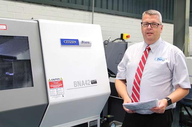 Paul Dawson of Dawson Precision Components (DPC) with the new Miyano BNA 42 GTY. It is the first of its type to be installed in the UK with LFV technology.