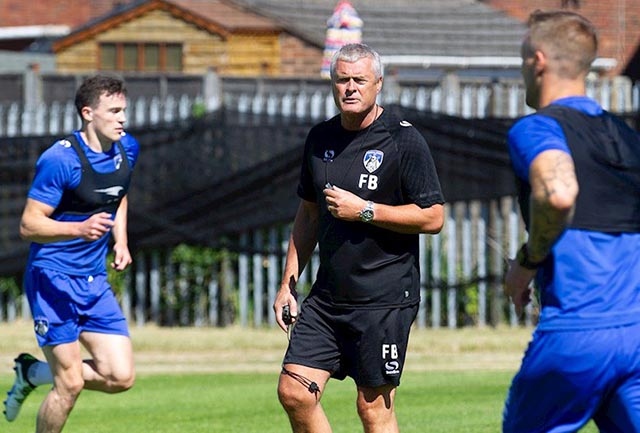 New manager Frankie Bunn gets stuck into Athletic's first training session of pre-season.

Picture courtesy of Juel Miah