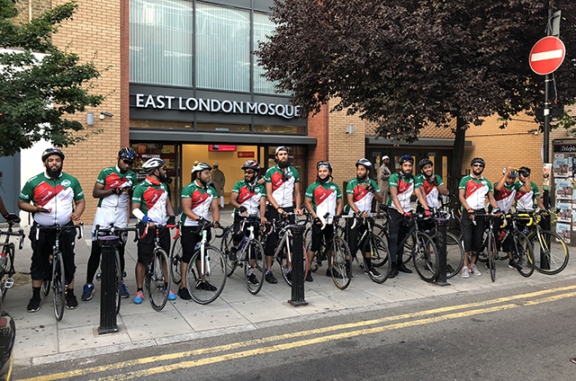 They made it! Cyclists arrive at the East London Mosque