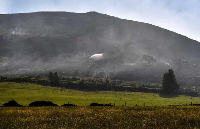 Saddleworth Moor smoke from fires is still clearly visible