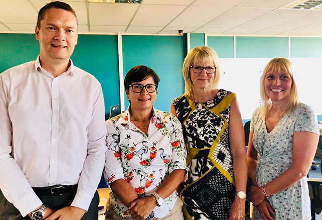 Pictured are (left to right): Carl Lofthouse, Senior Finance Business Partner; Julie Daines, Strategic Director of Corporate Affairs & Resources; Julie Burton, Assistant Finance Manager; Julia Taylor, Commissioning Manager for Surgical Specialities and Continuing Healthcare. 