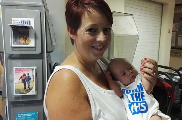 Mum Fay with baby Theodore - who was born on April 22 - at the Shaw Children's Centre