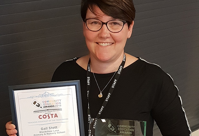 Gail Stott shows off her award Gail Stott shows off her award