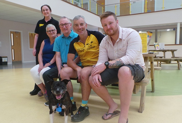 Sam and Staffordshire Bull Terrier, Zina, are pictured with (from left): Home from Home Co-ordinator, Tracey Hill, Zina’s new owners Jayne and Paul Johnson and Zina’s foster carer, Ryan Pritchard. Sam and Staffordshire Bull Terrier, Zina, are pictured with (from left): Home from Home Co-ordinator, Tracey Hill, Zina’s new owners Jayne and Paul Johnson and Zina’s foster carer, Ryan Pritchard.