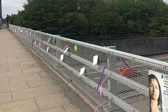 The scene at the M60 motorway bridge in Hollinwood