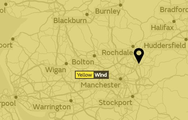 Yellow weather warning issued for Oldham Yellow weather warning issued for Oldham