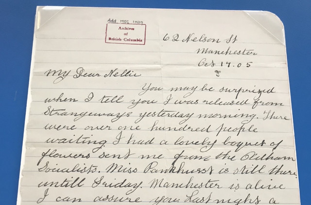 New Annie Kenney letter goes on display at Gallery Oldham