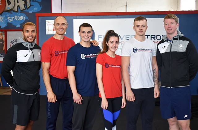 Pictured (left to right) are: Fitness Academy Tutor Miles Greenwood, Gary Rothwell, Matthew Royster, Shannon WIlson, Callum Angus and Mike Bruns