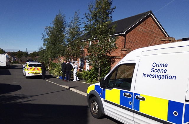 Officers at the scene on Acorn Close yesterday (Thursday) afternoon