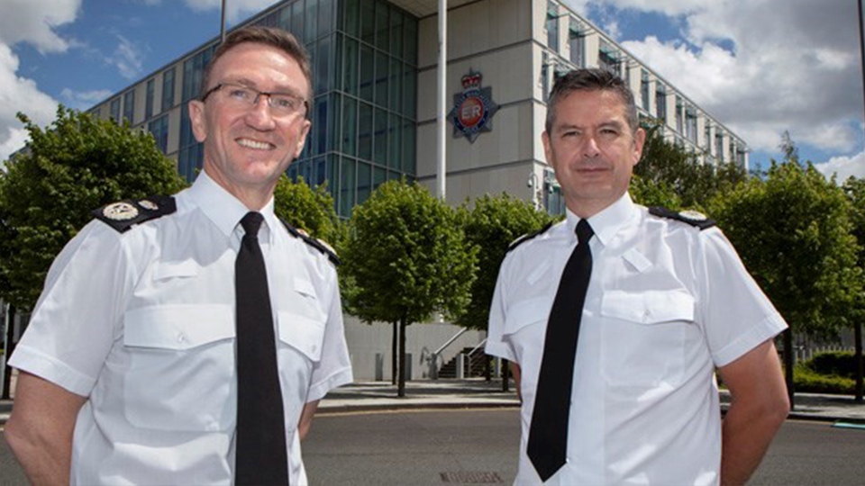 ACC Nick Bailey, right with GMPs Chief Constable  Ian Hopkins 