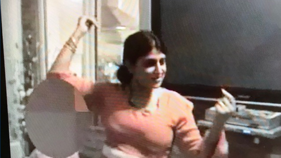 Nasreen Akhtar, caught dancing. 