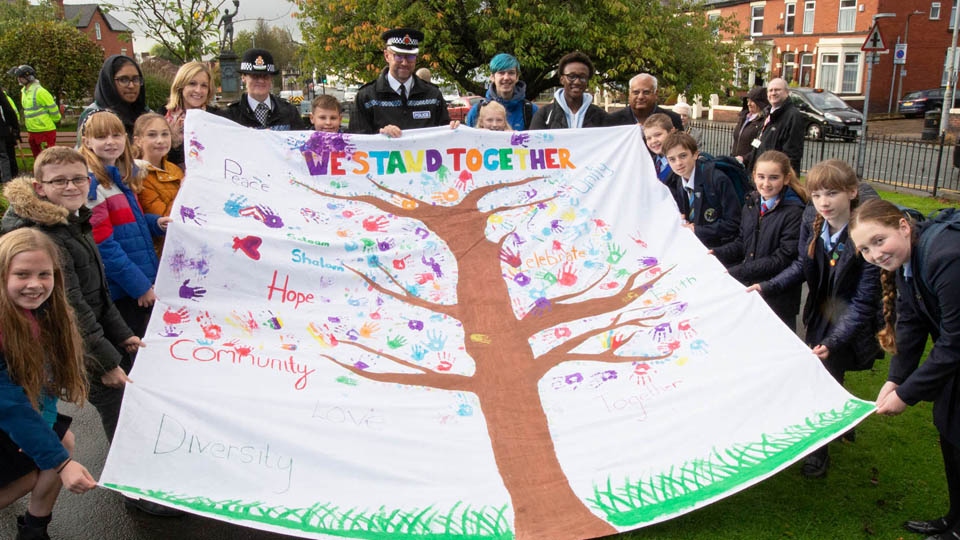 Local school children at the planting of the memorial tree