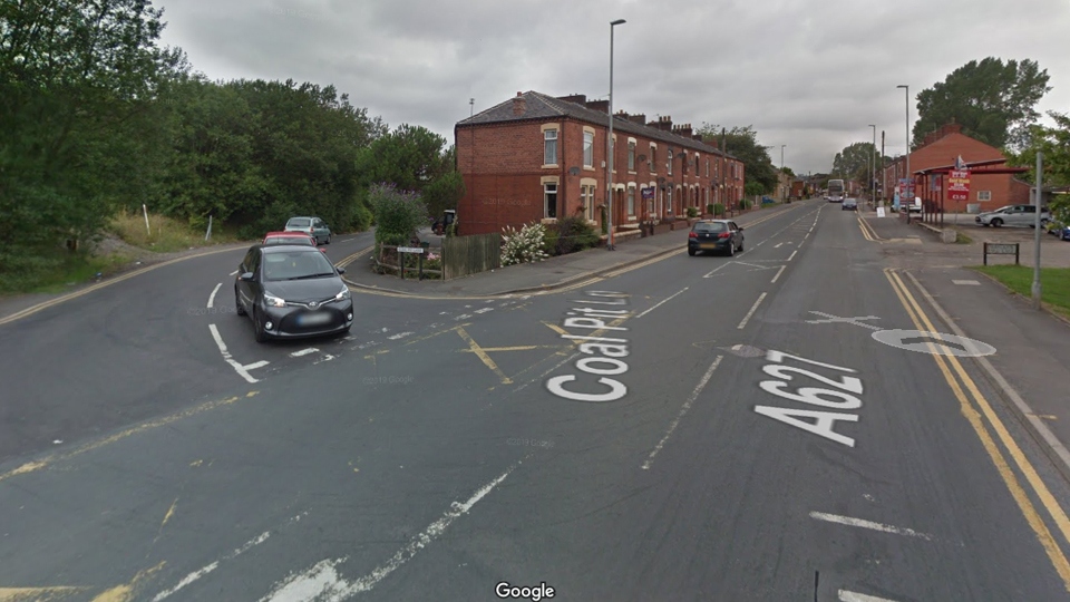 The junction of Coal Pit Lane at Ashton Road The junction of Coal Pit Lane at Ashton Road