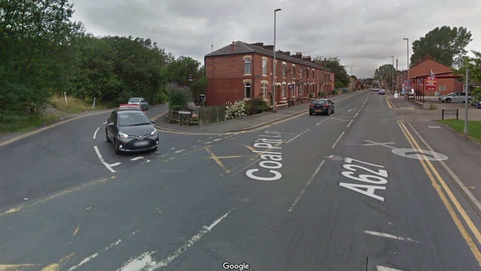 The junction of Coal Pit Lane at Ashton Road