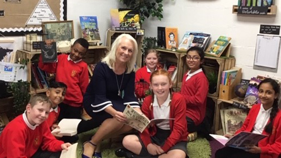 Hilary Henderson -Head Teacher with St. Paul's C E Primary School Royton Oldham- Reading is heart of school curriculum, she says.  

