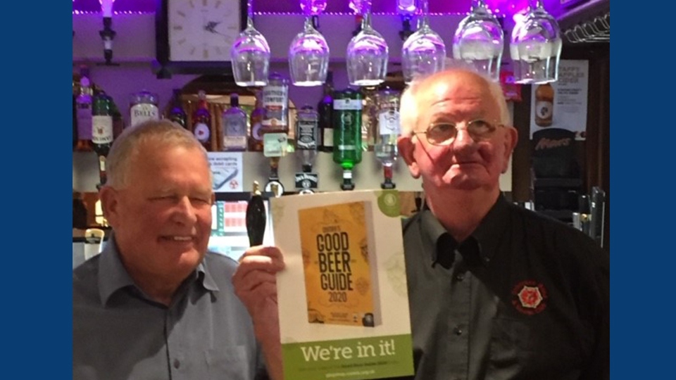 Don with Dobcross band and social club steward John Holden. Don with Dobcross band and social club steward John Holden.