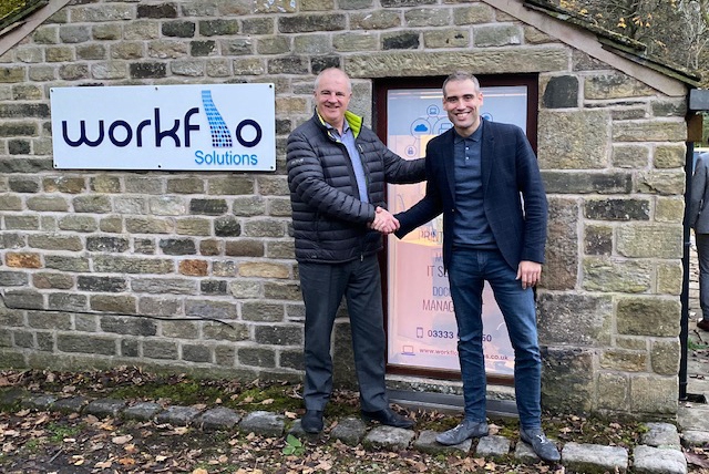 Raring to go in Saddleworth: Alan O’Connor, Regional Territory Sales Manager (left) and Michael Field, managing director (right), outside the new Workflo Solutions premises 