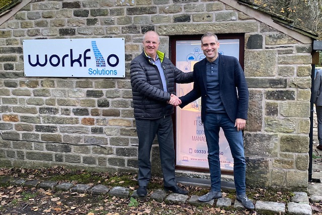 Raring to go in Saddleworth: Alan O’Connor, Regional Territory Sales Manager (left) and Michael Field, managing director (right), outside the new Workflo Solutions premises Raring to go in Saddleworth: Alan O’Connor, Regional Territory Sales Manager (left) and Michael Field, managing director (right), outside the new Workflo Solutions premises