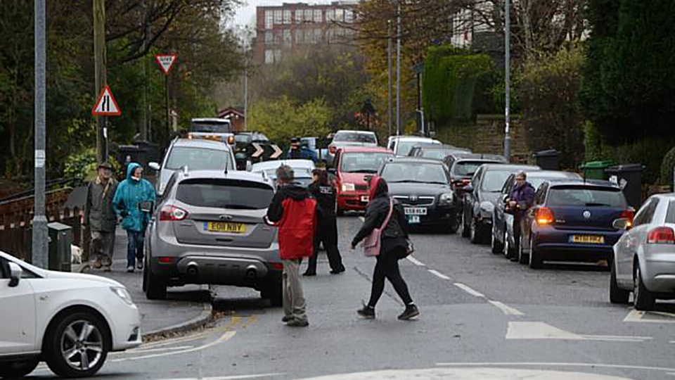 Traffic problems near St Edward's and Hey with Zion Primary Schools in Lees in 2016. The picture shows Beckett Street