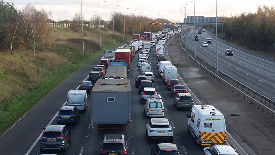 The M60 motorway queues The M60 motorway queues