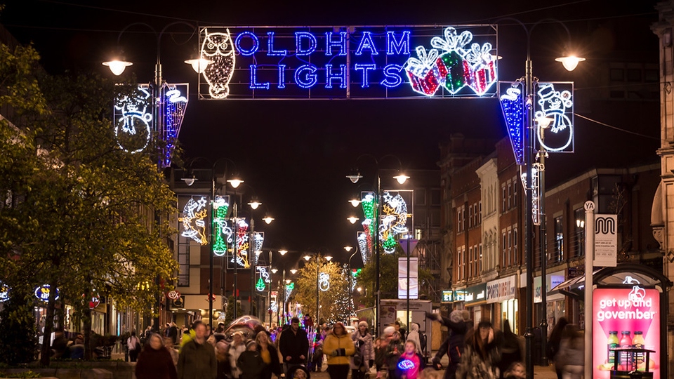 Oldham Town Centre at Christmas Oldham Town Centre at Christmas
