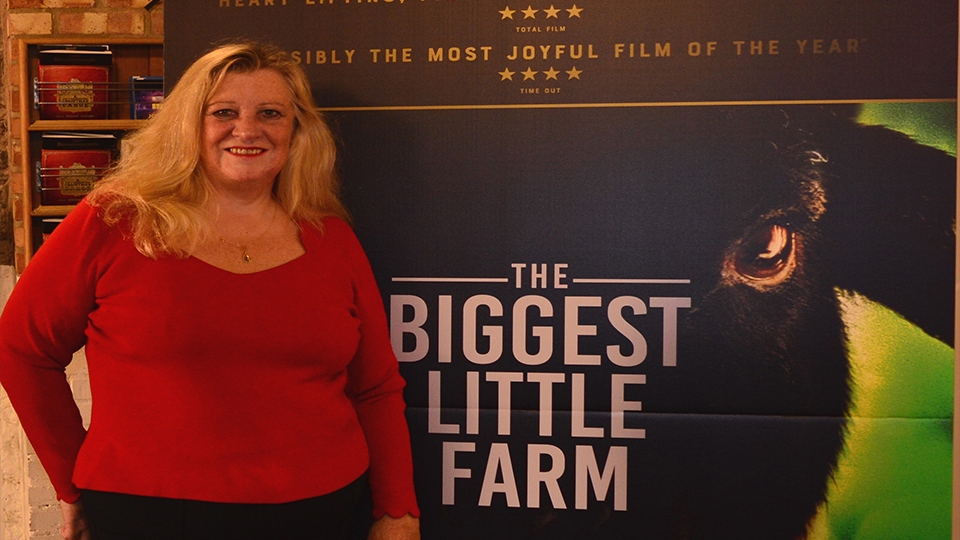 Amanda Atkins with Biggest Little Farm Poster