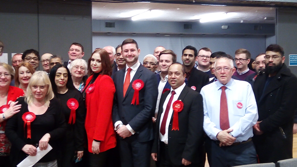 Re-elected MP Jim McMahon and his team 