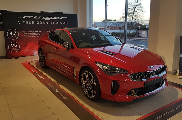 The all-new Kia Stinger, which is available now at OMC Kia in Oldham