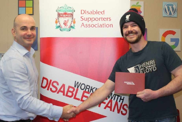 Oldham business gives Liverpool FC Disabled Supporters Association a boost Oldham business gives Liverpool FC Disabled Supporters Association a boost